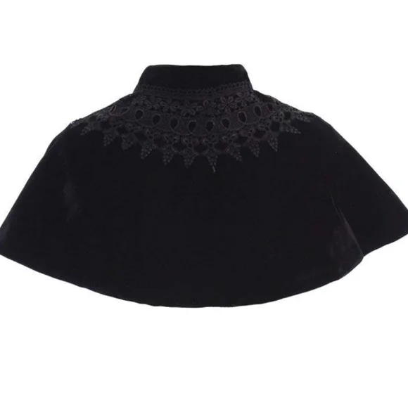 Velvet Cape Short Lace Shawl Lolita Cloak for Women Girls Dress - Picture 5 of 5